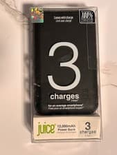 Image of Juice 3 Power Bank 12000mAh Portable Charger - Black - 3 Full Charges - New