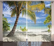 Image of Tropical Curtains Palm Trees Coastline
