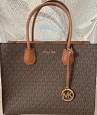 Image of Michael Kors Mercer Large Brown Convertible Tote Bag