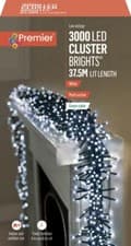 Image of Premier 3000 LED Cluster Indoor Outdoor Christmas Tree Lights with Timer - WHITE