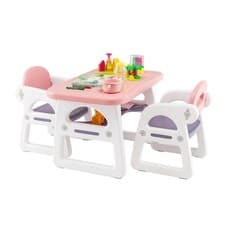 Image of 3 PCS Kids Table & Chairs Set Children Toddler Activity Desk Set-Pink