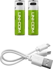 Image of 2 X USB RECHARGEABLE AA MN1500 LI-ION BATTERIES + TWIN C TYPE USB CHARGER CABLE