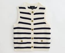 Image of New Look Knitted Vest Top Waistcoat Navy Stripes Size 14