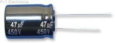 Image of PANASONIC - EEUEE2W470 - CAPACITOR, 47UF, 450V, 16X31.5MM