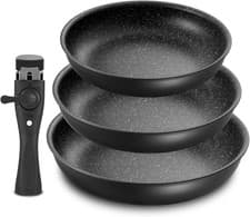 Image of Fadware Non Stick Frying Pan with Removable 4 pc Set, Black