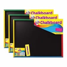 Image of 3 x Large Chalkboard With Chalk & Eraser 33 x 43cm Black Board Home School