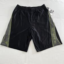Image of VTG Quiksilver Shorts Mens M Black Green Mesh Big Ticket Volley Elastic Waist