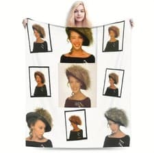 Image of Kylie Minogue-Inspired Print Flannel Throw Blanket Polyester 120 x 80cm