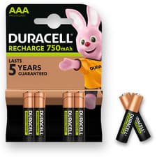 Image of DURACELL AAA LR03 Rechargeable Batteries 750mAh NiMH 1.2V HR03 Pre Stay Charged