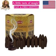 Image of Palo Santo Backflow Incense Cones For Waterfall And Mat Bundle Inciensos Arom...