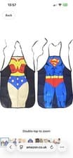 Image of 2x Superhero Apron Novelty Funny Apron Bbq Marvel UK Superman & Wonderwoman