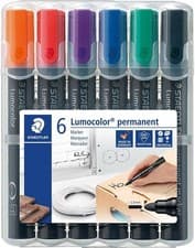 Image of Staedtler Lumocolor Permanent Marker 352 WP6–6 Colours,Bullet Tip,Waterproof Ink