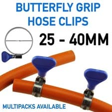 Image of Hose Pipe Clips Butterfly Fasteners, Stainless Steel, 25-40mm, Packs of 2 - 10