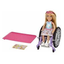 Image of Barbie Chelsea Doll & Wheelchair with Chelsea Blonde in Skirt & Sunglasses