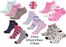 Image of Ladies Trainer Socks Girls Liner Sports Adults 4-8 Womens 3 6 9 12 PACK UK NEW