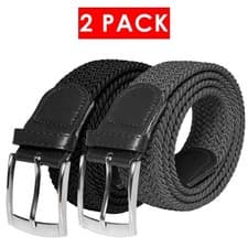 Image of Enzo Stretch Belts Mens Womens Elasticated Braided Woven Belt with Metal Buckle