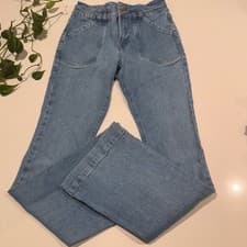 Image of FRAME Caye High Rise Wide Leg Flare Jeans 28 Light Wash Patch Pocket NWOT