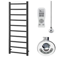 Image of Ronda Thermostatic Electric Heated Towel Rail / Radiator + Timer, Anthracite