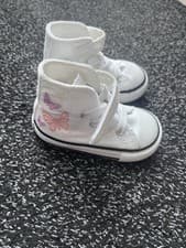 Image of Converse All Star Hi 1v Girls Toddler in White & Purple Butterfly Pattern