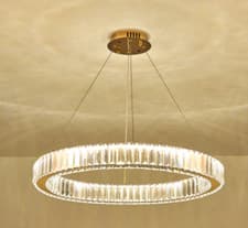 Image of Modern LED Chandelier Ceiling Light Stainless Steel Rings Gold Fitting Single