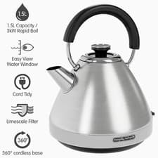 Image of Morphy Richards Kettle 1.5L, 3KW,Rapid Boil, Venture Pyramid, Stainless,100130