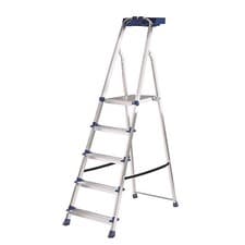 Image of Werner 5 Tread Step Ladder Aluminium Steel 1.68m Trade Heavy Duty Pro Safe Rated