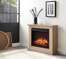 Image of Electric Fireplace Suite LED Flame Log Effect Remote Heater Freestanding Oak