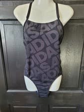 Image of adidas Women's Black & Grey CV3617 Per+ 1pc Linear Swimsuit - New