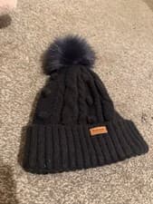 Image of Barbour Womens Penshaw Beanie / Bobble Hat New Navy