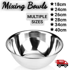 Image of Stainless Steel Mixing Washing Bowl Small Medium Large Catering Kitchen uk