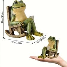 Image of 10cm Solar Powered Mini Frog Statue LED Ornament Indoor Outdoor Garden Decor