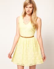 Image of Oasis Lace Skater Dress with V-neck 16