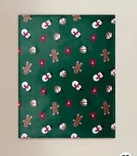 Image of NEW GREEN CHRISTMAS FESTIVE GINGERBREAD MEN SNOWMAN THROW BLANKET SOFA BED THROW