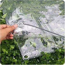 Image of Clear Heavy Duty Tarpaulin Waterproof with Eyelets Outdoor Transparent Tarp UK