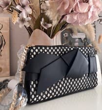 Image of TED BAKER 🎀 Jeesie Bow Canvas Clutch Bag RRP £119 Crossbody with chain