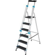 Image of 1.3m XL Platform Step Ladders 6 Tread Anti Slip Steps & Tool Tray Aluminium