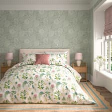 Image of SANDERSON PARADESIA KING SIZE DUVET COVER & 2 PILLOWCASES, 100% COTTON.RRP £170.