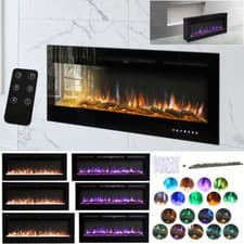 Image of LED Fireplace Media Wall Fire Wall Mounted / Standing Electric Heater 40-100in