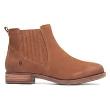Image of Hush Puppies Womens Boots Tan Adults Ladies Ankle Leather Block Heel Edith SIZE