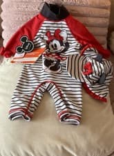 Image of Disney Minnie Mouse Girl Swimsuit/Hat UPF40 Sun Protection Long Sleeve 12-18m