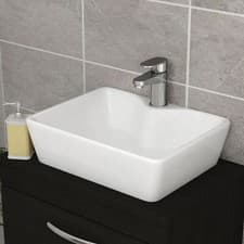Image of Bathroom Counter Top Ceramic Wash Basin Cloakroom Sink Round Square White/Black
