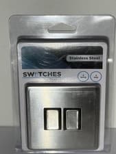 Image of 2gang 2way Double Light Switch Screwless Stainless Steel