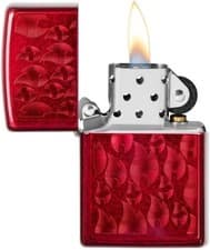 Image of Zippo Genuine, Iced Flame Candy Apple Red - Windproof Lighter