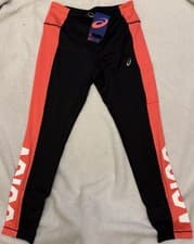 Image of ASICS Women's Sports Logo 7/8 Tight in Performance Black & Diva Pink Size Small