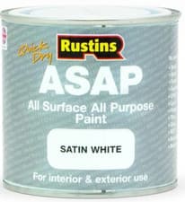 Image of RUSTINS ASAP SATIN FINISH ALL PURPOSE ALL SURFACE PAINT ALL COLOURS & SIZES NEW