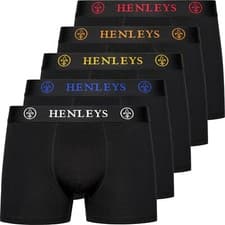 Image of Mens 5 Pack Boxer HENLEYS QUINTLOCK Multipack Underwear Shorts Trunks Designer