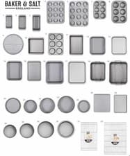 Image of Baker & Salt Non-Stick Bakeware Double Coated Baking Dish Cake Tin Brownie Tray