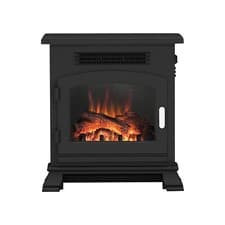 Image of Banbury 16" Black Inset Electric Stove | Log Bed | Flame Effect | Traditional
