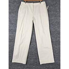 Image of Talbots Wide Leg Stretch Pants Ivory Color, Size 16 Flat Front Button Detail