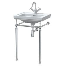 Image of Nuie 500mm 1 Tap Hole Fireclay Wash Basin & Traditional Metal Frame Stand Sink